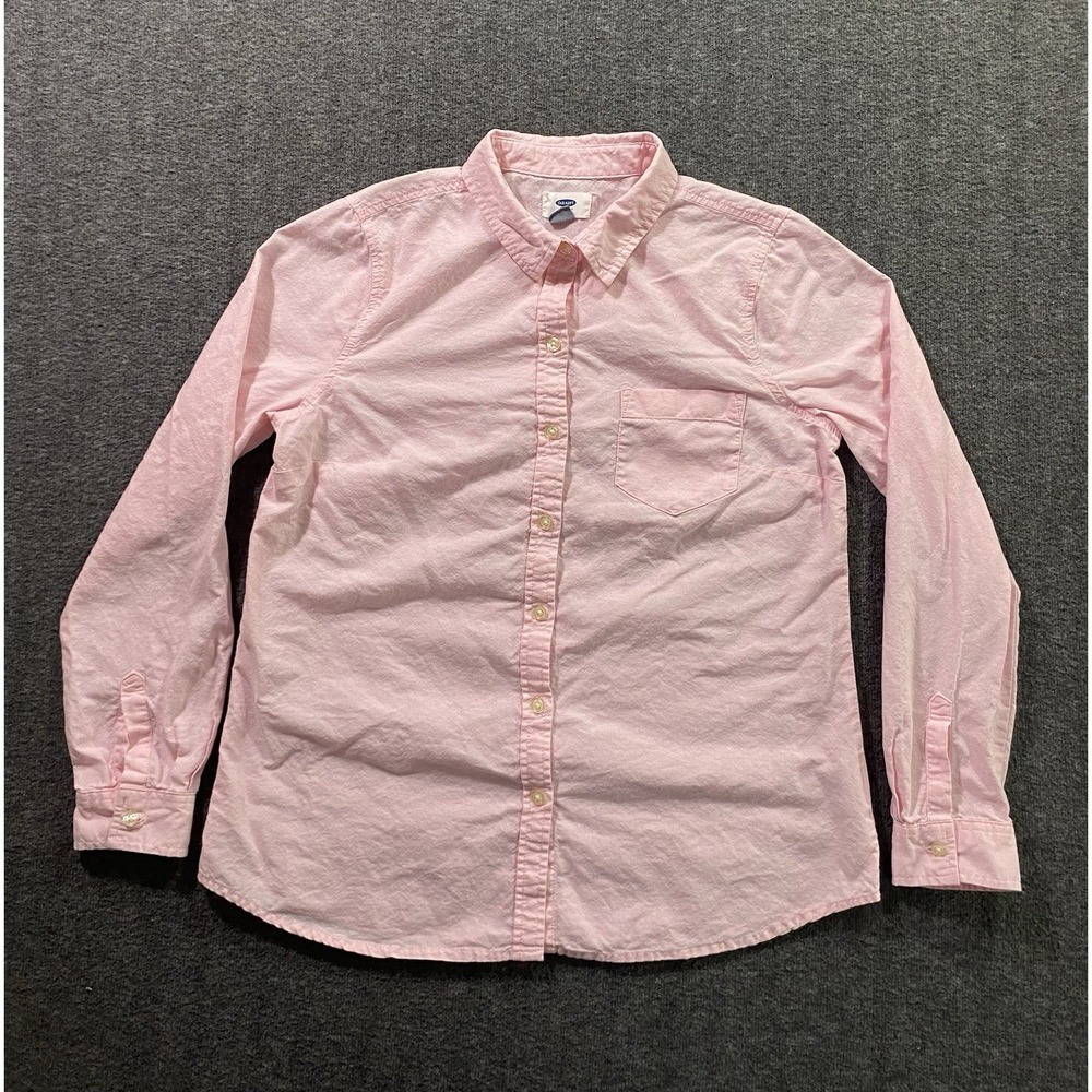 Old Navy The Classic Button Up Shirt Women's Pink 100% Cotton Size M